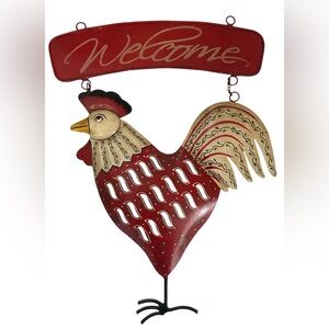 RUSTIC TIN ROOSTER WELCOME SIGN
